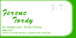 ferenc tordy business card